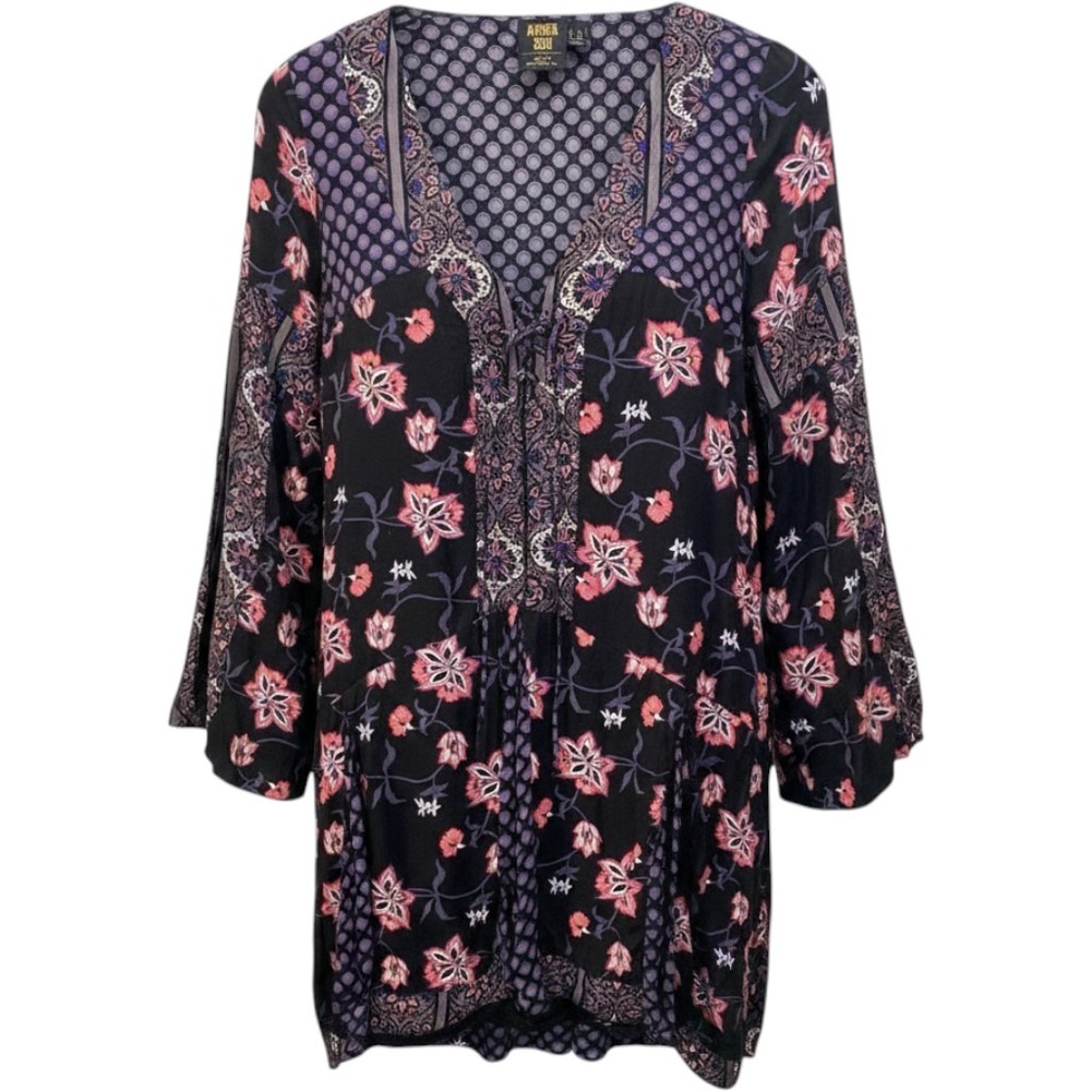 Anna Sui x O'Neill Tunic Dress Small Floral Mixed Print Boho Indie Whimsigoth